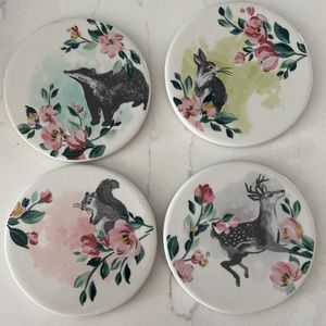 Cath Kidston NEW bone china modern vintage coasters pastel florals and animals